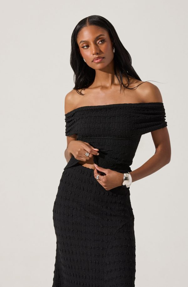 Off Shoulder Textured Knit Top Fashion