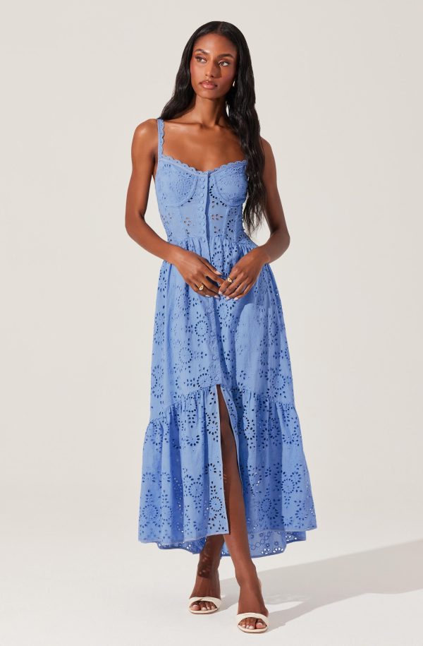 Yamila Eyelet Corset Midi Dress Hot on Sale