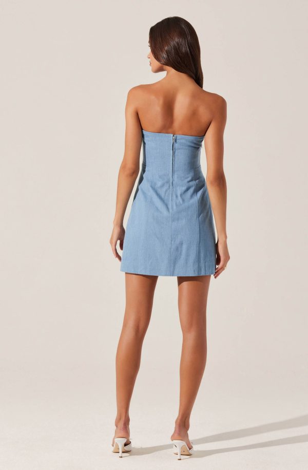 Mazzei Strapless Denim Mini Dress Hot on Sale - Image 3