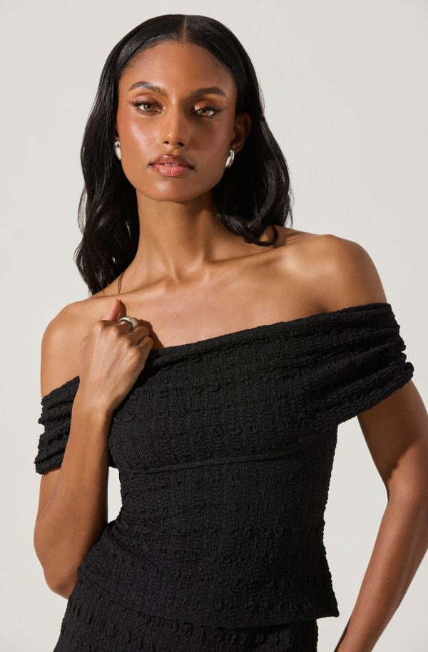 Off Shoulder Textured Knit Top Fashion - Image 3