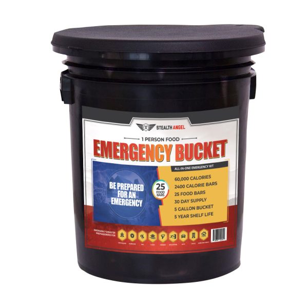 1 Person Food Emergency Bucket   60,000 Calorie Food Bars (30 Day) Stealth Angel Survival Supply