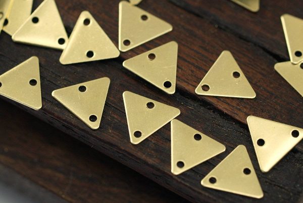 Tiny Triangle Charm, 50 Raw Brass Triangle Charms 2 Holes (9x10mm) Brs 6212-2 A0050 Online Hot Sale - Image 3