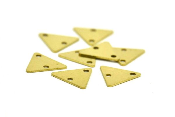 Tiny Triangle Charm, 50 Raw Brass Triangle Charms 2 Holes (9x10mm) Brs 6212-2 A0050 Online Hot Sale