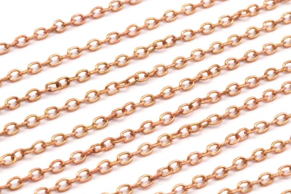 Copper Tiny Chain, Raw Copper Tiny Oval Chain (2x1.60mm) Mb 8-37 on Sale