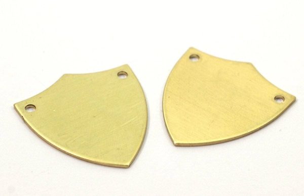 Shield Stamping Blank, 10 Raw Brass Stamping Blanks, Shield With 2 Holes (24x22x0.80mm) (B0142) Discount - Image 2
