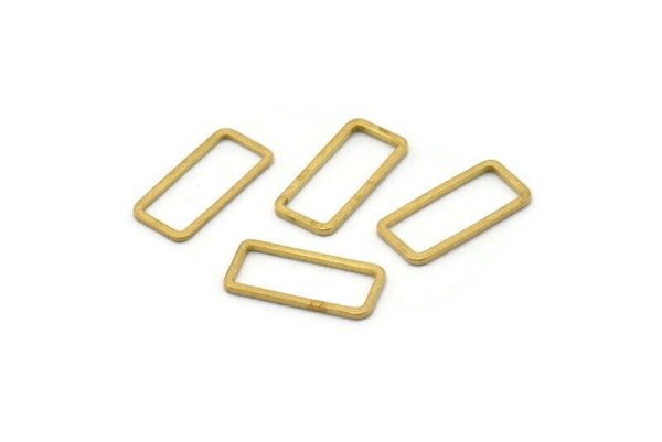 Brass Rectangle Connector, 50 Raw Brass Open Rectangle Connectors (7x15x0.8mm) D0326 For Discount