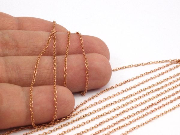Copper Tiny Chain, Raw Copper Tiny Oval Chain (2x1.60mm) Mb 8-37 on Sale - Image 2
