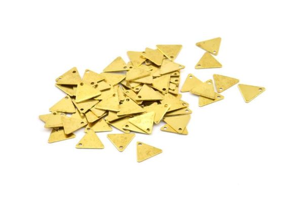 Tiny Brass Triangle, 500 Raw Brass Triangle Charms With 1 Holes (9x10mm) Brs 6211 A0048 Online now - Image 2