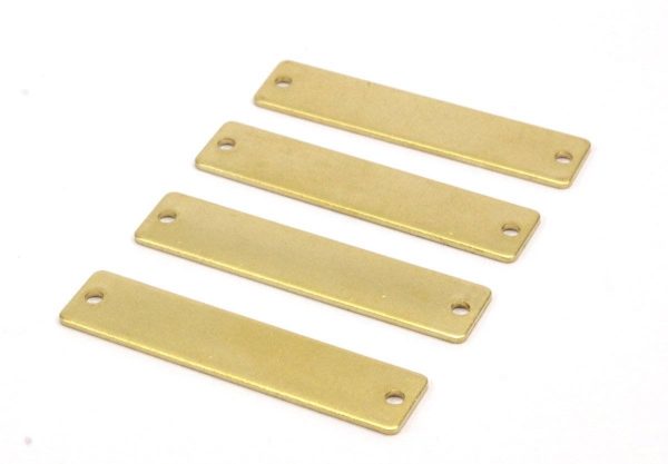 Rectangle Stamping Blank, 24 Raw Brass Rectangle Stamping Blanks With 2 Holes Pendants (35x8x0.80mm) A0842 Cheap