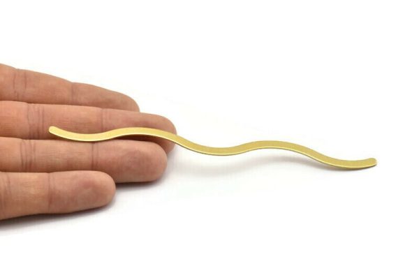 Brass Bracelet Blank, Raw Brass S Shape Wavy Bracelet Stamping Blanks, Bangles ( 4x130x0.80mm) D0247 Online now - Image 2