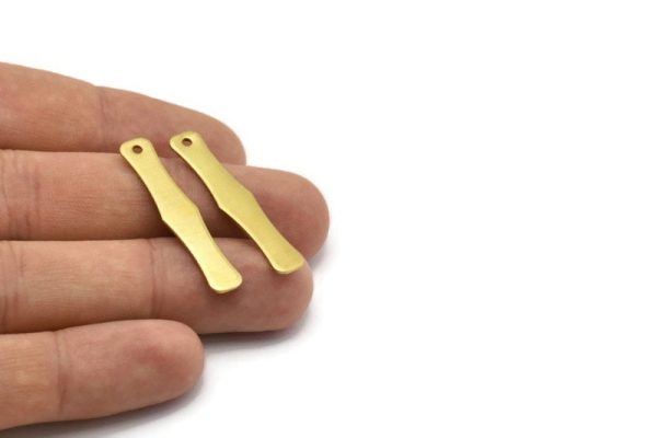 1 Hole Brass Bar, 12 Raw Brass Rectangle Stamping Blank With 1 Hole, Pendant (7.3x36x0.8mm) A0908 Supply - Image 3