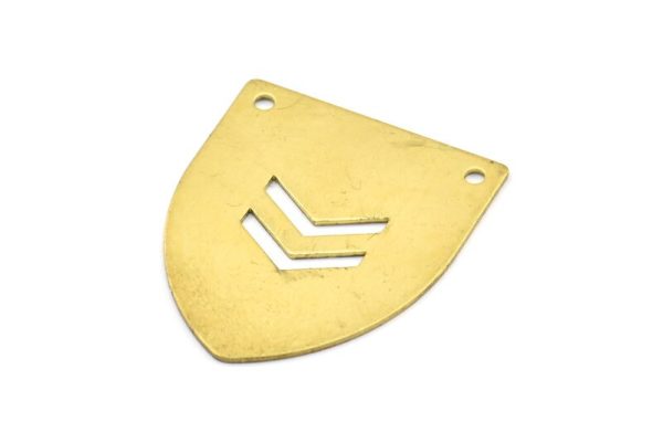 Brass Stamping Blank, 6 Raw Brass Stamping Blank, Coat Of Arms With Chevron (37x31x0.80mm) D0083--C079 Online Sale