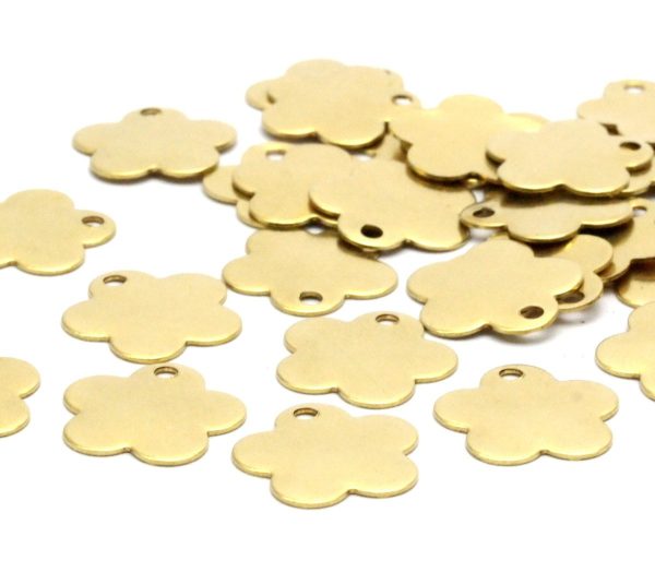 Brass Flower Tagi 50 Raw Brass Flower Tags (11mm) A0363 Online - Image 5