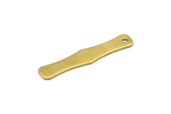 1 Hole Brass Bar, 12 Raw Brass Rectangle Stamping Blank With 1 Hole, Pendant (7.3x36x0.8mm) A0908 Supply