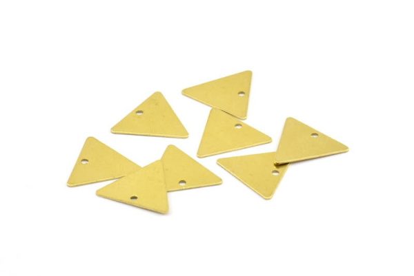 14mm Brass Triangle, 200 Raw Brass Triangle Pendants with 1 Hole, Charms  (12x14mm)  A0015 Sale - Image 2