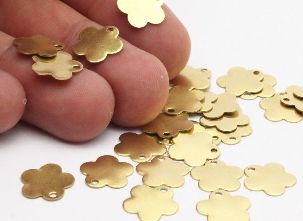 Brass Flower Tagi 50 Raw Brass Flower Tags (11mm) A0363 Online - Image 2
