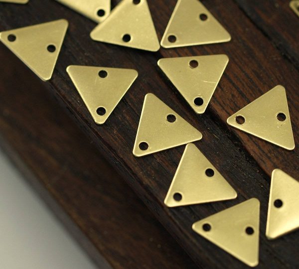 Tiny Triangle Charm, 50 Raw Brass Triangle Charms 2 Holes (9x10mm) Brs 6212-2 A0050 Online Hot Sale - Image 2