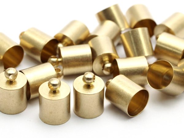 40 Raw Brass Barrel End With Loop - 9x13mm Leather Cord Ends Bs-1657 Cheap