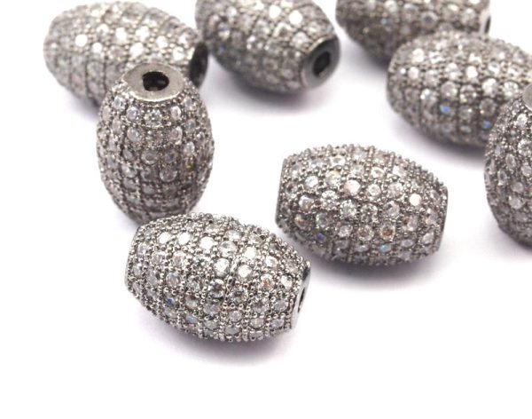 1 Micro Pave CZ Cubic Zirconia Bead (11x8mm) Hole Size 2mm W00006 For Cheap - Image 2