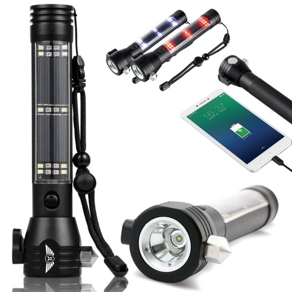 Roadside HERO ™ 9-IN-1 Multi-Function Flashlight   Survival Tool   Power Bank   Solar & USB Online now - Image 2