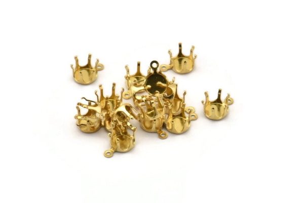 Brass Prong Setting, 50 Raw Brass Charms With 8 mm Prong Setting , Snap-set  Bs 1260 Online Hot Sale - Image 2