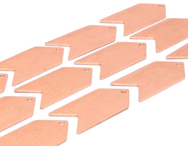 Copper Arrow Blank, 10 Raw Copper Arrow Stamping Pendant Tags With Chevron Charms (15x30x0.80mm) D0484 Online Sale